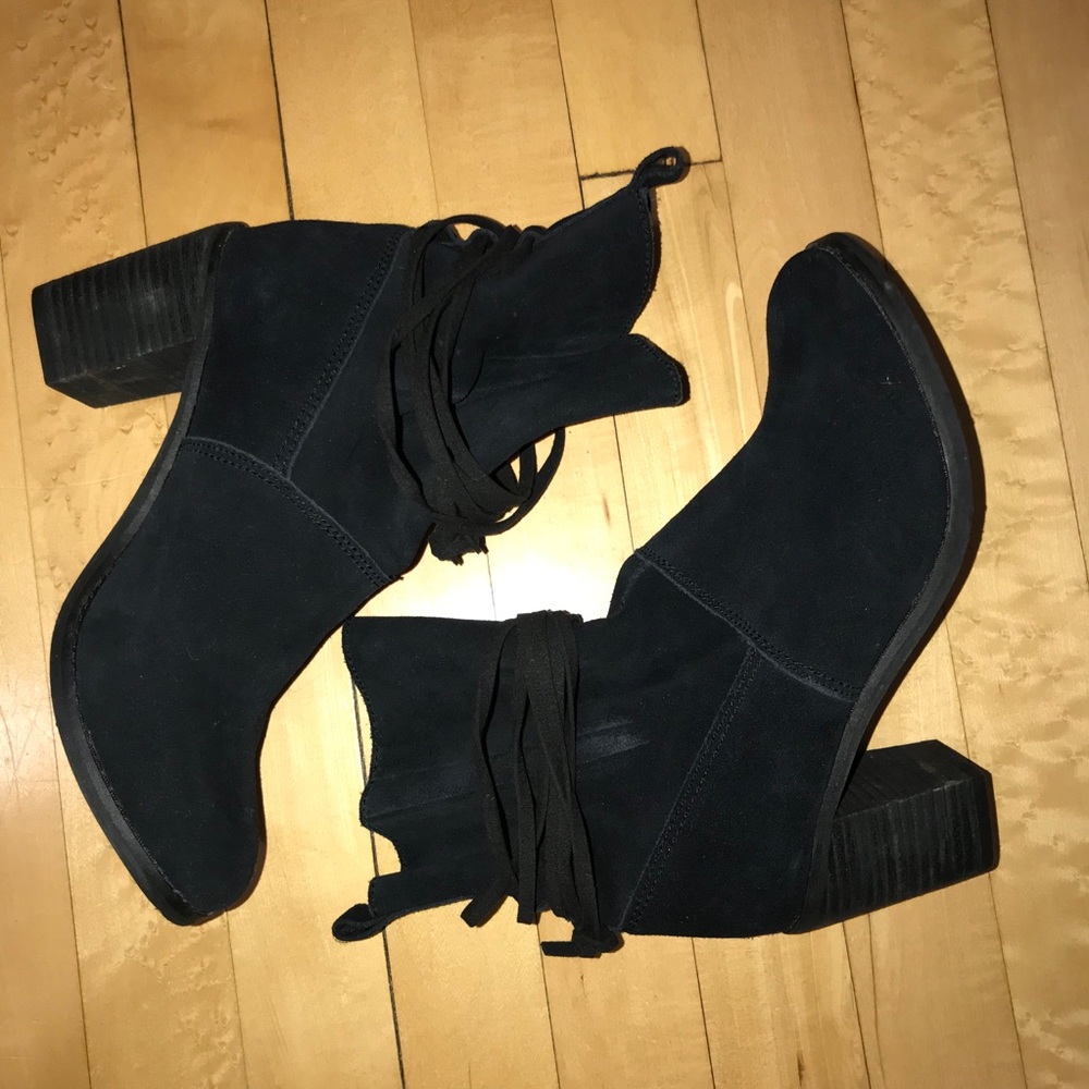 TOMS black faux suede ankle boots